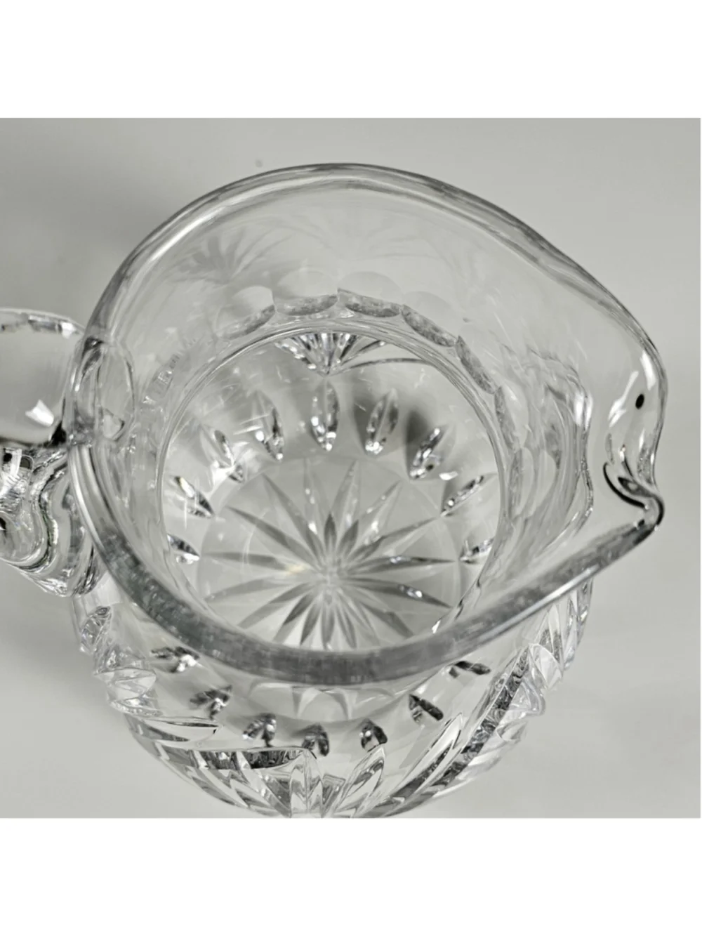 Vintage Heavy 24% Lead Crystal Water Pitcher Jug 4.7 lbs Fan Cut Rare Find